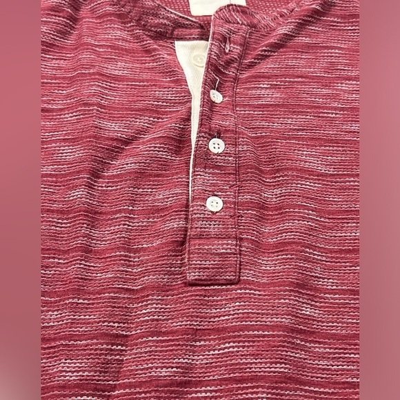 Billy Reid Medium Heather Red Mock Collar Henley Long Sleeve Button Shirt - Picture 6 of 12